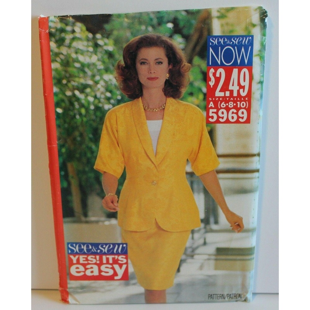 Butterick See and Sew Pattern 5969 Jacket Skirt Top Misses Size 6-10